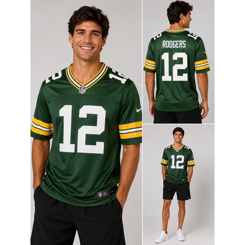 Nike Green Bay Packers Aaron Rodgers 12 On Field Jersey Mens Medium Green 40